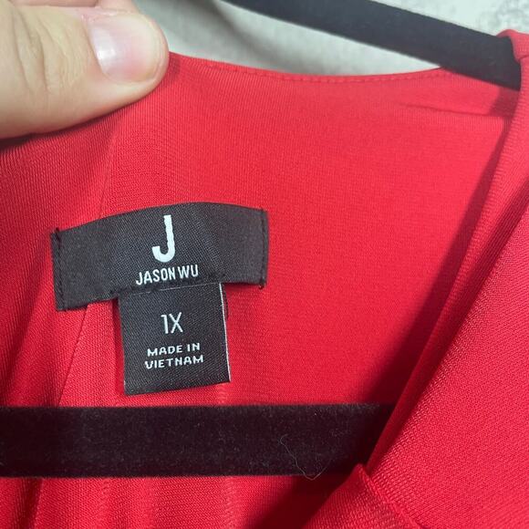 J by Jason Wu Plus Size 1X Wide Leg Jumpsuit Red Side Pocket Sleeveless Stretch - Picture 9 of 10